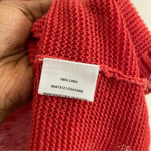 EILEEN FISHER FINE GAUGE LINEN LINKS ORANGE CORAL CARDIGAN XS - Picture 3 of 4